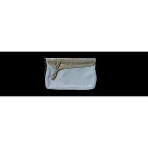 Mr. Leather White Leather Clutch Purse Faux Flap of Taupe Leather 1980s